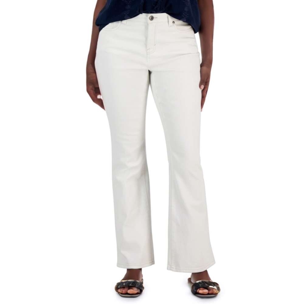 Style & Co Jeans Womens 10 White Curvy Boot Leg Bootcut Soft Chic Boho Denim NWT